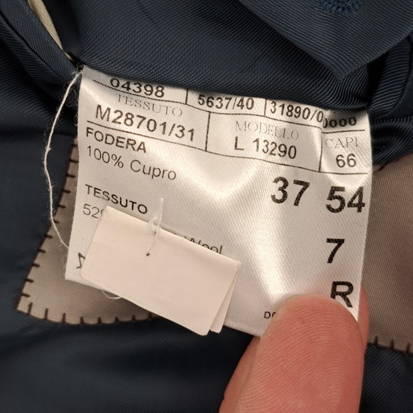 Canali 1934 Mens 44R Blue Micro Check Wool Blend Blazer Sport Coat Made in Italy - Picture 12 of 14